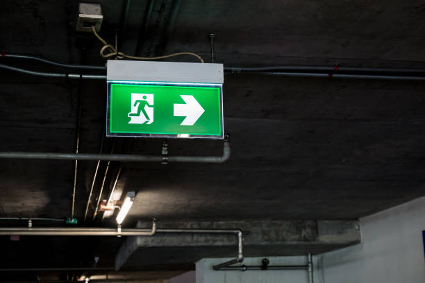 fire exit sign inside the building